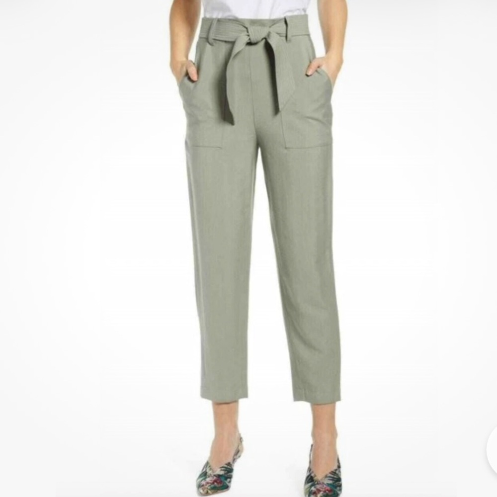 Leith; an Anthro brand; Olive‎ Tie-Waist Cropped Pants- worn twice